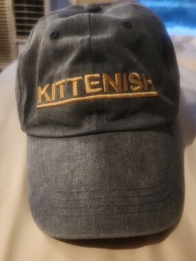 Kittenish Gray Baseball Cap with Gold Embroidered Logo